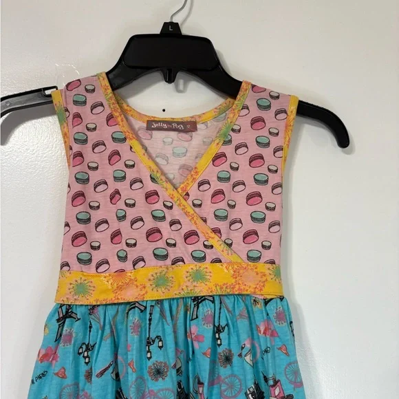 Jelly the Pug Girls Multi-Color Cotton Cute Madeleine Paris Print Dress Size 12 - Picture 3 of 9